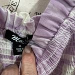 Main Strip Smocked upper bodice linen type woven material large print gingham plaid Photo 8