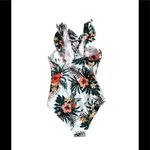 Boutique Hawaiian Floral Lace Up Bust One Piece Swimsuit Ruffles Coconuts Sz S Multiple Photo 2