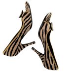 Fendi Vintage Brown Tiger Stripe Print Calf Hair Open Toe Heels Pumps Size 38 Photo 7