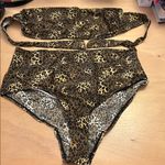 Free with Bundle New Women’s Leopard Print Bikini Set High rise size Large Black Photo 0