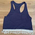 Arizona Jeans Navy Racerback Tank w/Crochet Trim - Size L Photo 0