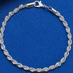 Elegant 925 Sterling Silver Rope Chain Necklace & Bracelet Set.New w/ gift box Photo 2