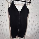 Haute Monde Black Zipper Front Bodycon Mini Dress Spaghetti Strap XL Photo 1