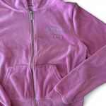 Juicy Couture  x Forever 21 Pink Velour Zip Hoodie Women's Large Rhinestone Back Photo 1