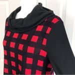 Talbots  Red & Black Buffalo Check Soft Knit Cowl Neck Pullover Sweater Photo 2