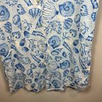Martha Stewart Womens Linen Blend Shirt Dress Blue White Beach Shells Size Small Photo 6