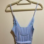 Hello Molly Fuel To My Fire Faux Wrap Midi Dress in Steel Blue Satin Size 8 Photo 11