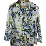 Joie Floral 100% Linen Button Down Shirt 1X Long Sleeve Cottage Coastal Resort Photo 0