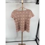 J Jill Shirt Womens Tan Lace Short Sleeve Shirt Office Casual Size Small Pink Photo 3