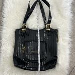 Ted Baker London Patent Tama Black, Gold Tone Large Purse Shoulder Bag Photo 5