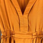 Selfie Leslie Leslie Selfie Orange Crepe Chiffon Pleated Deep V Tie Waist Long‎ Sleeve Romper Photo 3
