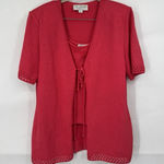St. John Santana Knit 2 Piece Top Jacket Set Mature Minimalist Women M/12 Pink Photo 0