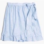 Madewell  | Chambray Light Blue Ruffle Wrap Skirt Meadow Short Cotton | Size 8 Photo 0