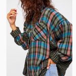 Free People  One Of The Guys Button Down Shirt Sz.M/Green/Double Cloth/Oversized Photo 1