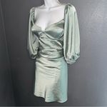 Selfie Leslie  Women’s Sage Green Satin Sweetheart Mini Spring Dress XL Photo 7