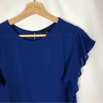 Ann Taylor  Royal Blue Flounce Short Sleeve Blouse XS Photo 2