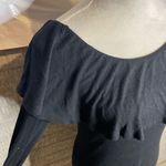 Cotton Express Express Women Black Ribbed Off Shoulder Ruffle Midi Dress Size Medium Photo 1