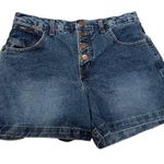 L.E.I Vintage Y2K Blue Medium Wash Button Fly High Rise Wedgie Denim Jean Shorts Photo 0