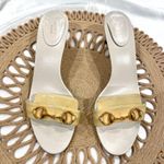 Gucci Ivory Leather Slide Sandals Horse Bit Metal Detail Women 9B Photo 2