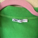 ZARA  Kelly Green Cropped Polo Shirt Womens S Summer Beachy Casual Short Sleeve Photo 4