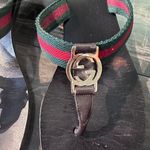Gucci  GG Logo Sandals Kitten‎ Heels THONGS Flip Flop Slides Brown Green Red 9.5 Photo 0