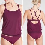 Athleta Cross Back Blousy Swim Tankini Plum 36 B/C Swim Top Medium Photo 1