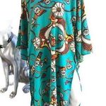 Tuk Tuk Print Blue Double Slit Dress Wide Sleeves Women's One Size (Medium) Photo 0