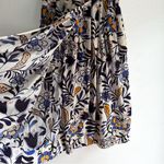 Ann Mashburn  Pleated Wrap Maxi Skirt Floral White Navy Sz Small Photo 4