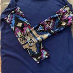 Navy blue boutique top sweater gold pink silver sequin sleeves size L party Size L Photo 2