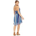 CITY STUDIO Houndstooth Chiffon Halter Dress, NWT Medium Blue Photo 1