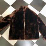 Vintage 50s 60s Opera Length Fur Coat Dark Brown Mouton Lamb Fur Shearling ~Med Photo 1