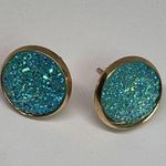 Light Blue Druzy Stud Earrings Photo 1