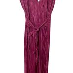 Anthropologie Maeve Sonata Pleated Jumpsuit Women’s Size 12 Burgundy Tie Waist Photo 1