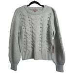 Cyrus Evolution by  Cable Knit Balloon Sleeve Pullover Sweater Brgtn Blue M New Photo 0