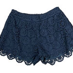 THML  Crochet Lace Floral‎ Shorts Pull On Navy Blue 100% Cotton Women Size Medium Photo 0