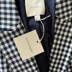 NWT FAVORITE DAUGHTER Gingham Navy Collared Relaxed Single Breasted Blazer XS Blue Photo 6