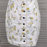 Rue 21  Mini Denim Sundress Sleeveless Snap Front White/Yellow Floral-Small Photo 2