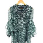 Ranna Gill Anthropologie Floral Mirror Sequin Ruffle Sleeve Mini Dress M Green Size M Photo 2