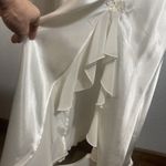 Ivory Satin Beaded Gown Slip Dress Womens XL Bridal Lingerie Romantic Bow Photo 3