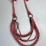 Fossil Bohemian Orange Coral Fabric 4-Strand Adjustable Statement Necklace 🌈 Photo 4