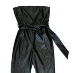 Majorelle Revolve Women’s Chloe Black Vegan Faux Leather Flared Leg Jumpsuit XL Photo 3