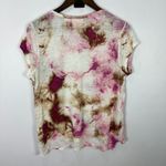 Cynthia Rowley Linen Top M Pink Brown Tie Dye Boho Artsy Resort Coastal Chic Photo 4