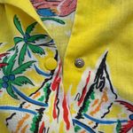 VTG 70s Loungees Shirt Womens 12/14 Yellow Parrot‎ Top Snap Cover Up Pocket USA Photo 7