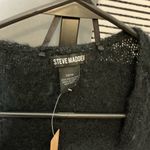 Steve Madden Women’s Open Front Solid Boucle Lurex Cape, Black, O/S Photo 6