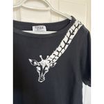 VTG 90s Giraffe Short Sleeve Top Size Large Sarfari Contemporary Abstract Black Photo 2