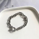 Titanium Steel Link Chain Bracelet for Men Women, Punk Hip Hop Bracelet Silver Photo 2