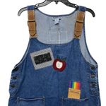 Vintage Haiks Women Large Pockets Pocket Apple Crayon Country Denim Blue Jumper Photo 2