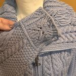 Aran Crafts Chambray Blue Merino Wool Zip Front Cardigan Sweater Pockets Medium Photo 3