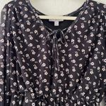 Cropped floral top medium black tan long sleeved ruffle top cute fall top Photo 2