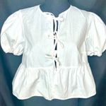 Divided HM Tie Detail Puff Sleeved Blouse White Women’s Sz Medium Photo 0